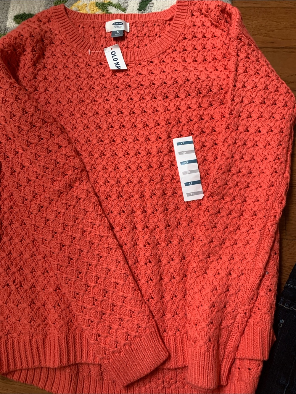 Old Navy Coral Crewneck Textured Knit Sweater